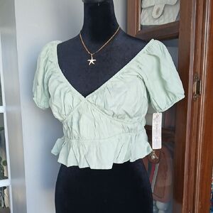Mint Green And Blue Puff Sleeve Top BUNDLE
